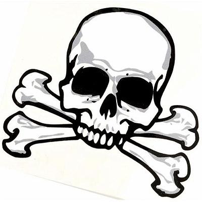 Black Outline Pirate Skull With Crossbone Tattoo Stencil