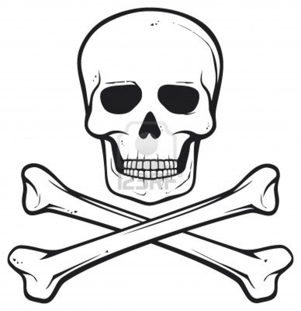 Black Outline Pirate Symbol Tattoo Stencil