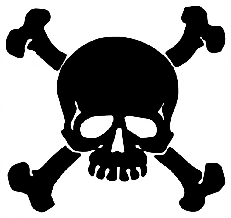 Black Pirate Skull With Crossbone Tattoo Design