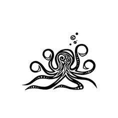 Black Tribal Small Octopus Tattoo Stencil