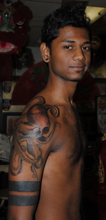 Classic Black Ink Octopus Tattoo On Man Right Half Sleeve