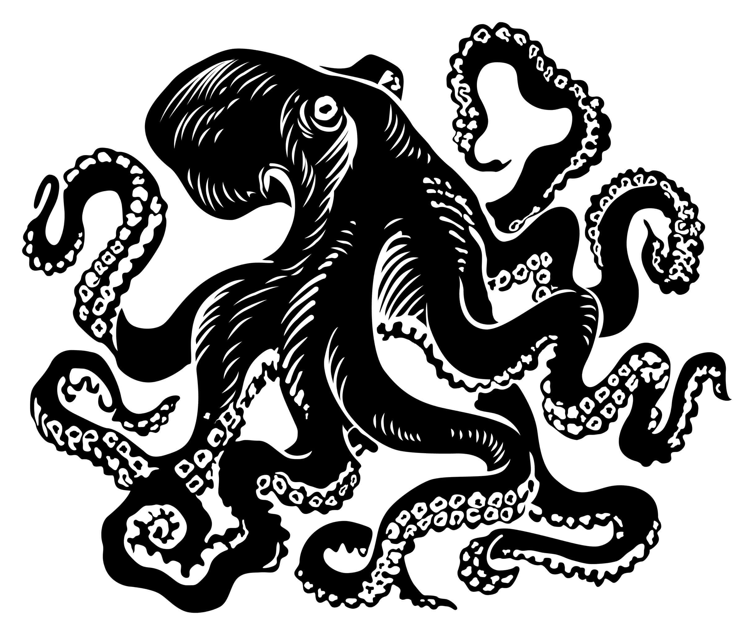 Classic Black Octopus Tattoo Design