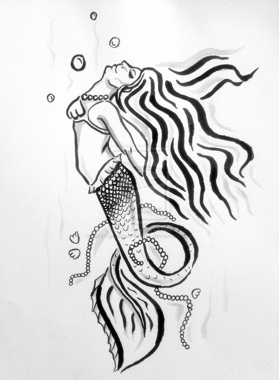 Classic Tribal Mermaid Tattoo Design By Morrigan Moonflower
