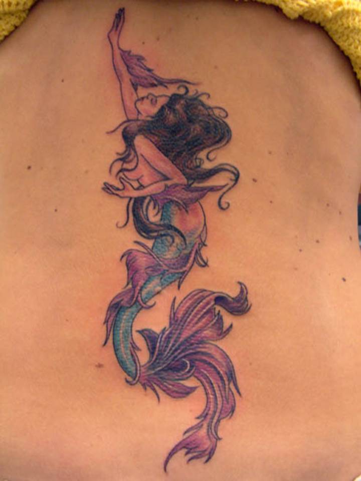 Colorful Mermaid Tattoo Design For Girl