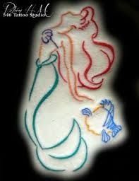 Colorful Outline Mermaid Tattoo Design