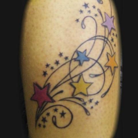 Colorful Star Tattoo Design