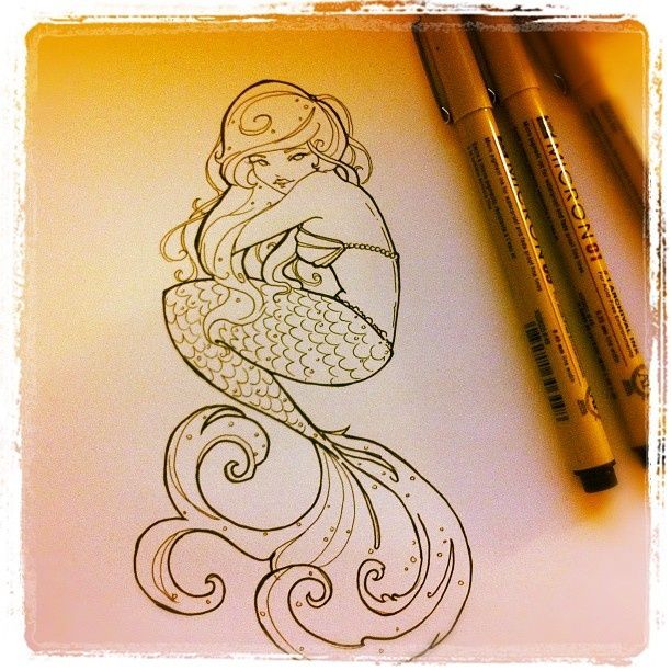 Cool Attractive Mermaid Tattoo Design