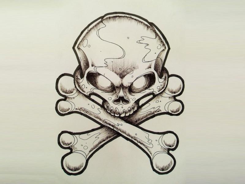 Cool Pirate Skull With Crossbone Tattoo Design