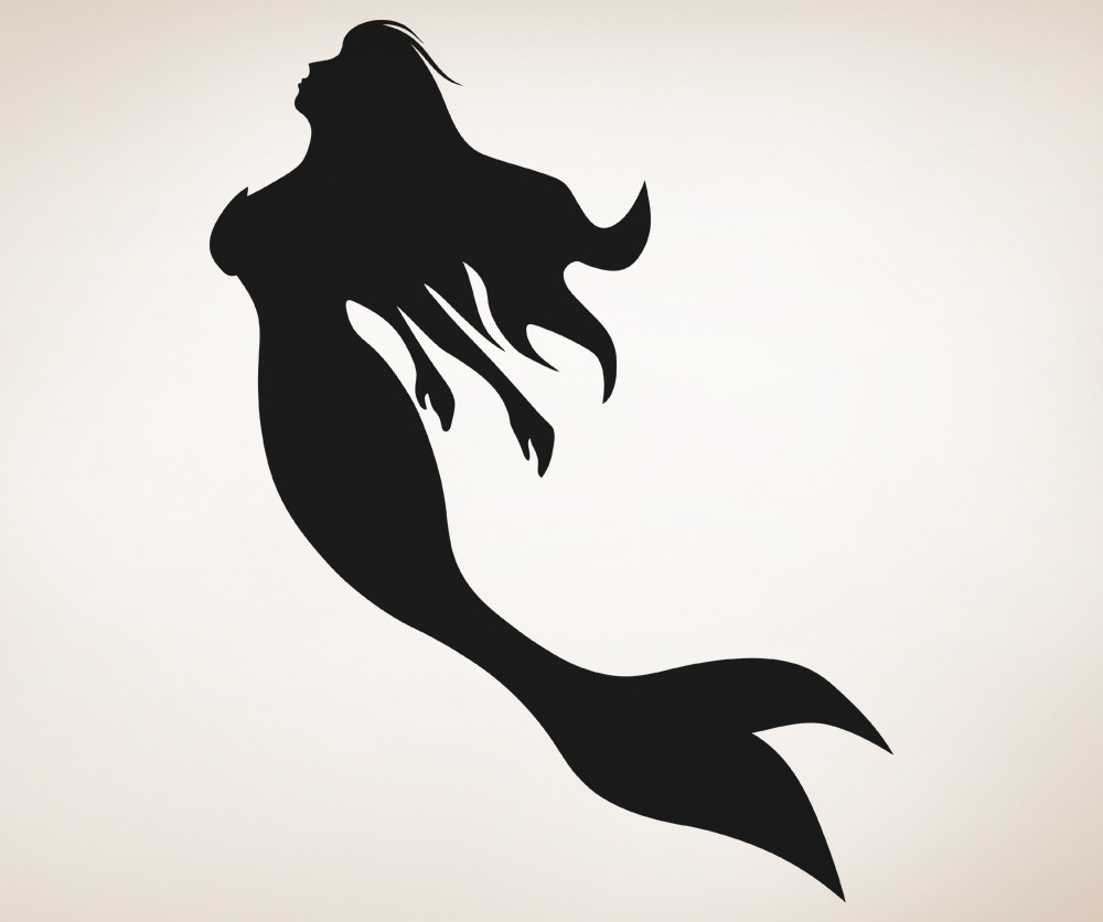 Cool Silhouette Mermaid Tattoo Stencil