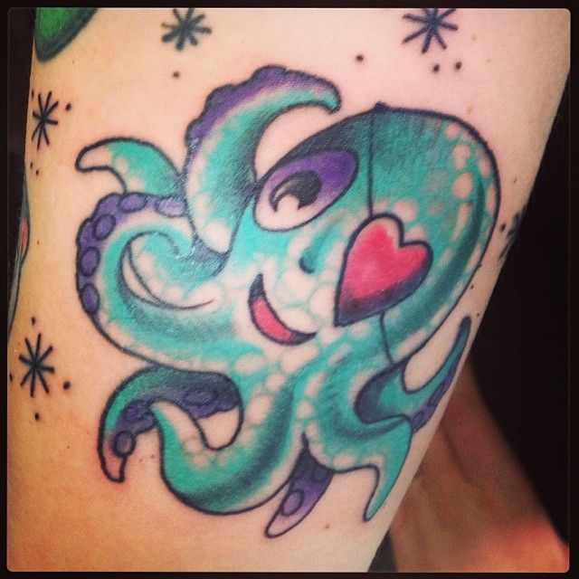 Cute Colorful Pirate Octopus Tattoo Design