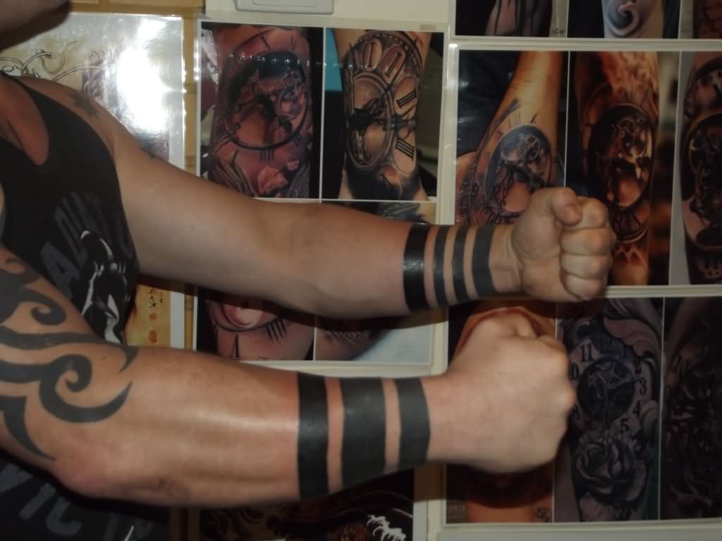 Tribal Wristband Tattoos by Clinton Osborne of Eternal Tattoo at Shepparton, Australia