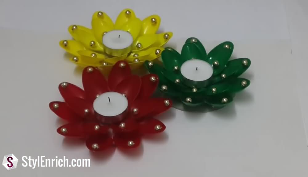 Decorative Diwali Diyas from Plastic Spoons (9)
