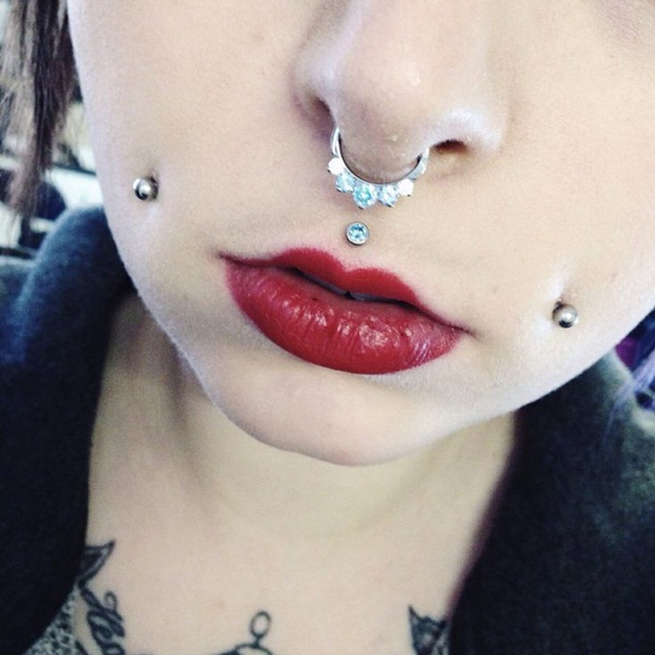 Dimple Cheeks And Medusa Piercing