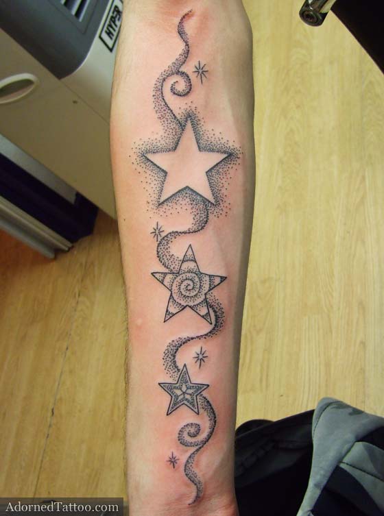 Dotwork Star Tattoos On Forearm