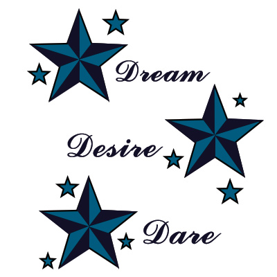 Dream Desire And Dare Star Tattoos Design