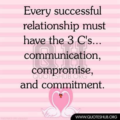 Every successful relationship must have the 3 C's...communication, compromise, and commitment
