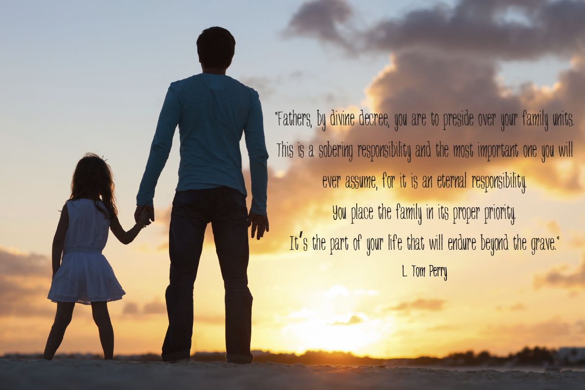 Fathers, by divine decree, you are to preside over your family units. This is a sobering responsibility and the most important one you will ever assume, for ... L. Tom Perry