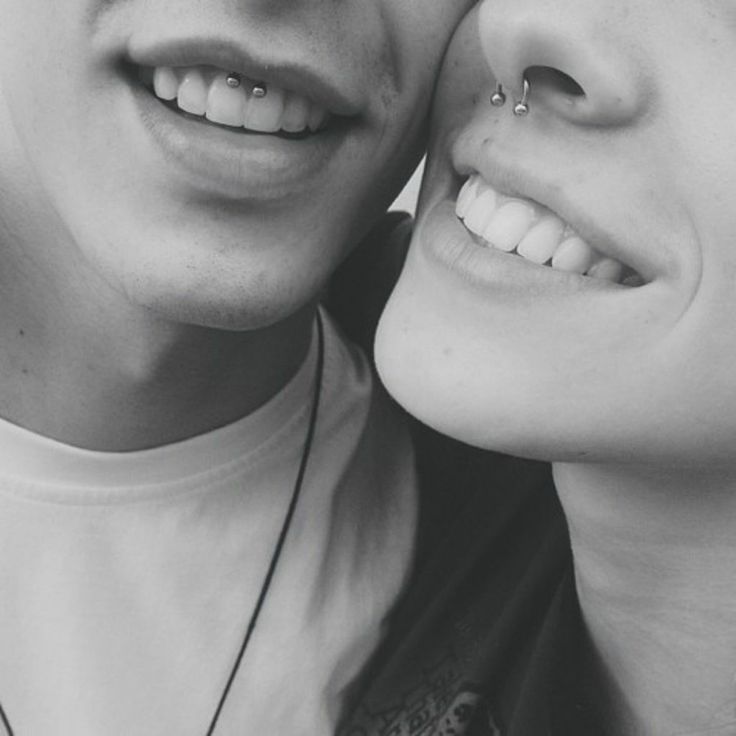 Girl And Boy With Smiley Piercings