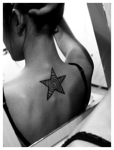Girl Upper Back Star Tattoo