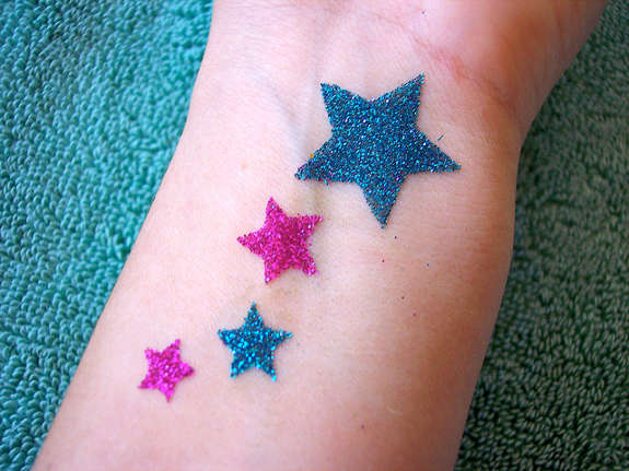 Glitter Star Tattoos On Left Wrist
