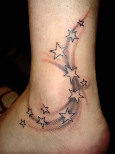 Grey Ink Star Tattoos On Ankle