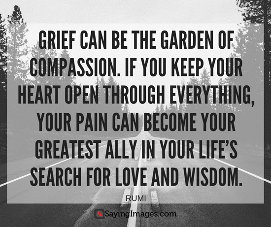 Grief can be the garden of compassion. If you keep your heart open through everything, your pain can become your greatest ally in your life's search for love and... Rumi