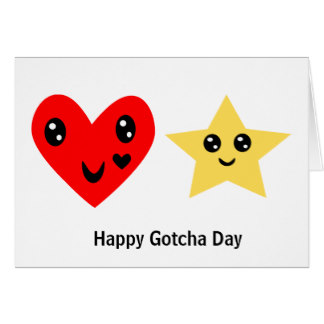 Happy Gotcha Day Heart And Star Greeting Card