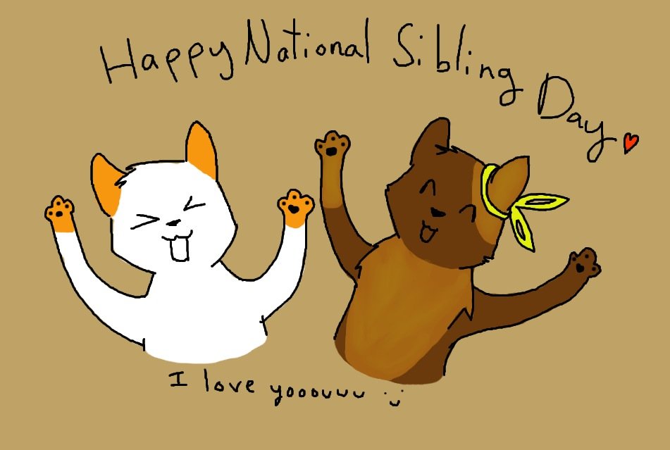 Happy National Sibling Day Cats Cartoon