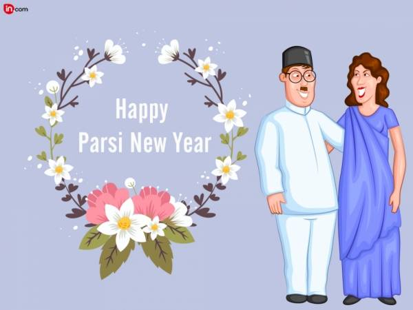 Happy Parsi New Year Parsi Couple Illustration