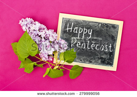 Happy Pentecost Black Board With Flowers