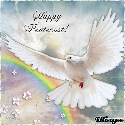 Happy Pentecost Flying Dove Glitter