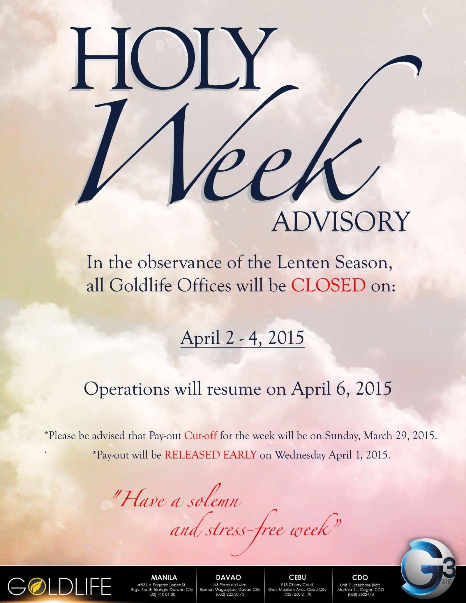 Holy Week Advisory Poster