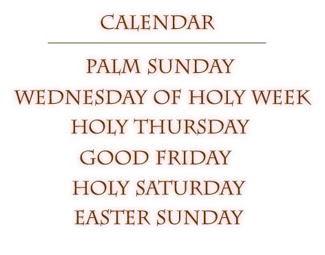 Holy Week Calendar