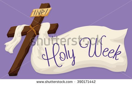 Holy Week Wooden Cross With A White Fabric Illustration