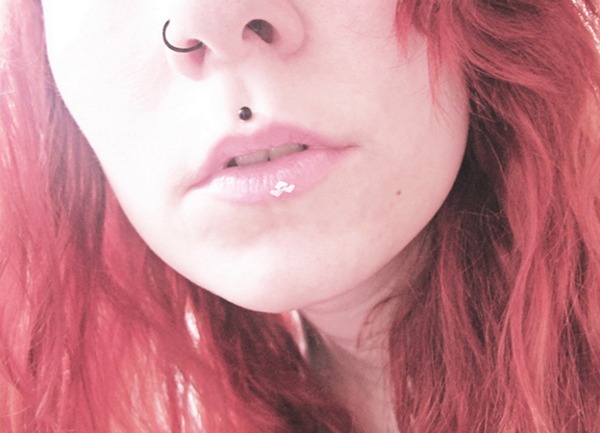 Hoop Ring Nostril And Cute Medusa Piercing With Black Stud