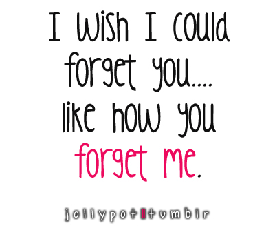 I wish I could forget you , like you forgot me