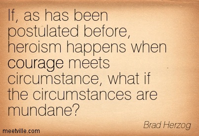 If, as has been postulated before, heroism happens when courage meets circumstance, what if the circumstances are ... Brad Herzog
