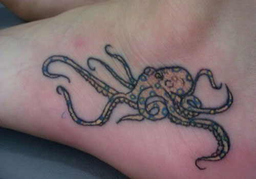 Impressive Octopus Tattoo On Left Foot