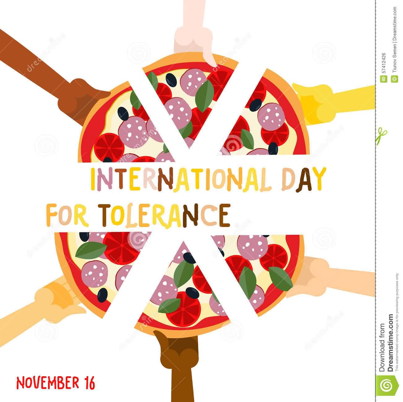 International Day for Tolerance November 16  Pizza Slices Illustration
