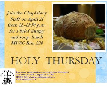 Join The Chaplaincy Staff On Holy Thursday