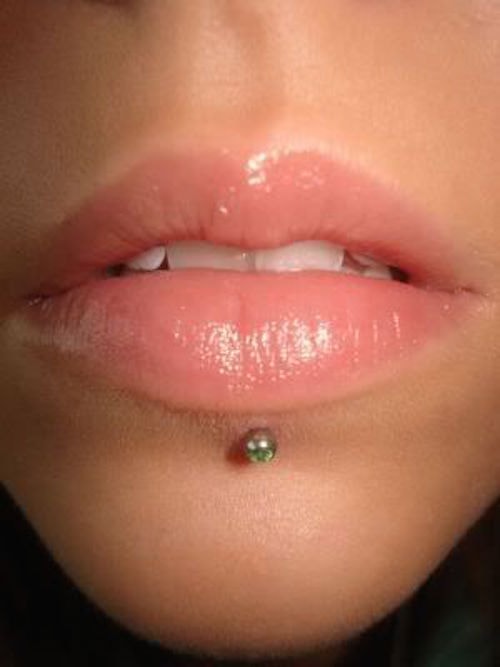 Labret Piercing With Opal Stud