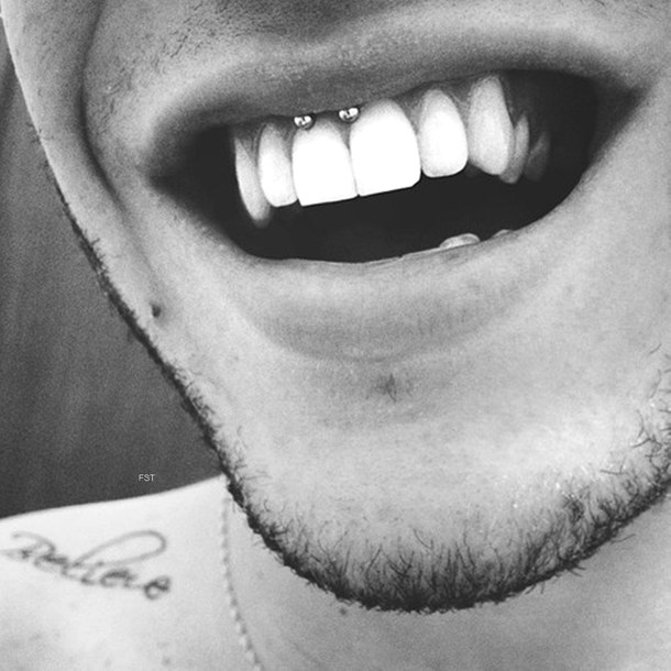 Laughing Man With Smiley Piercing