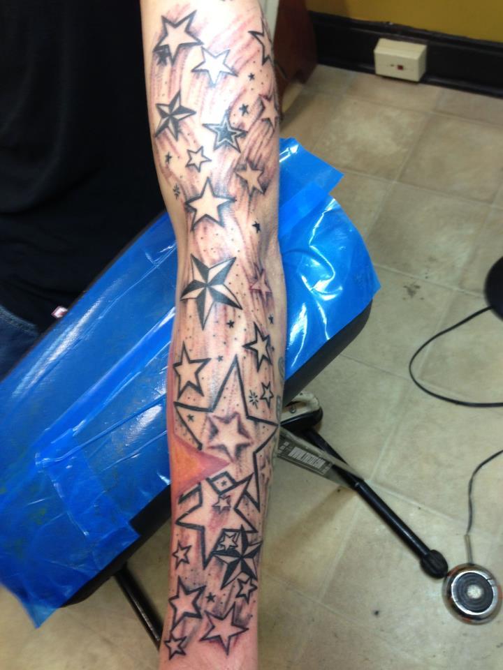 Left Full Arm Star Tattoo
