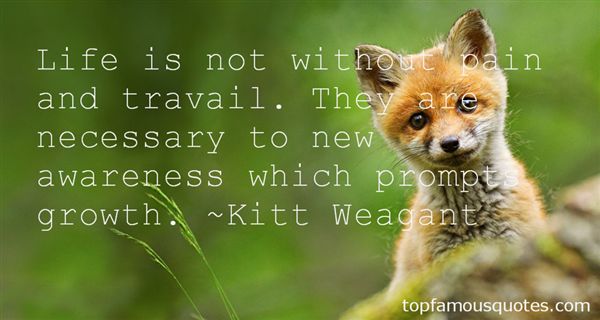 Life Is Not Without Pain And Travail. They Are Necessary To New Awareness Which Prompts Growth. Kitt Weagant