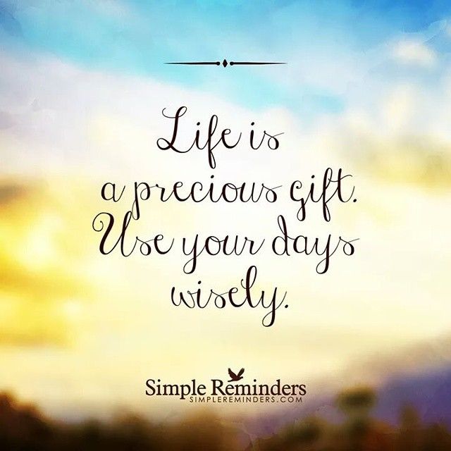 Life is a precious gift. Use your days wisely