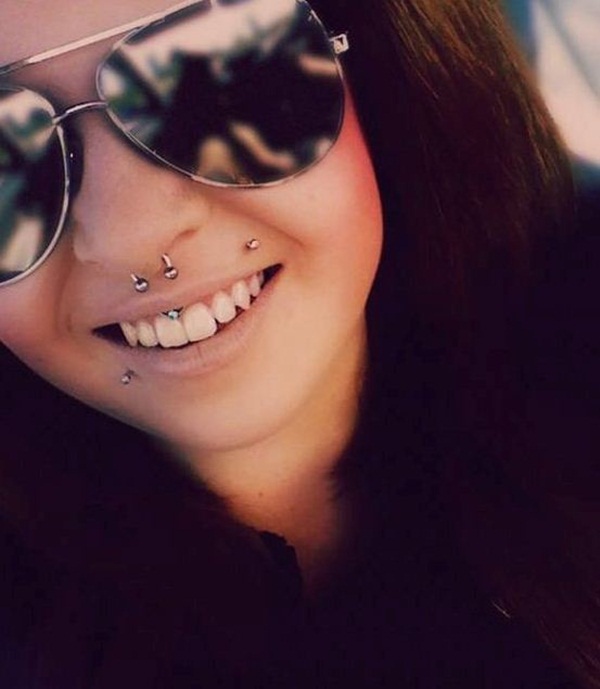 Lower Lip, Monroe And Smiley And Septum Piercing