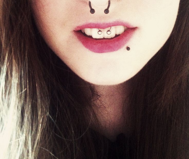 Lower Lip, Septum And Smiley Piercing Picture