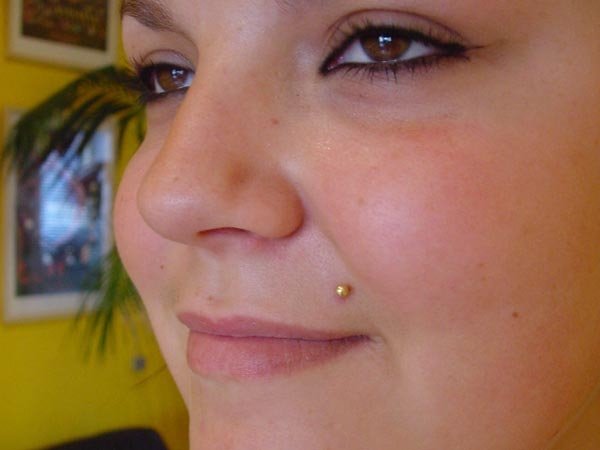 Madonna Piercing With Gold Stud