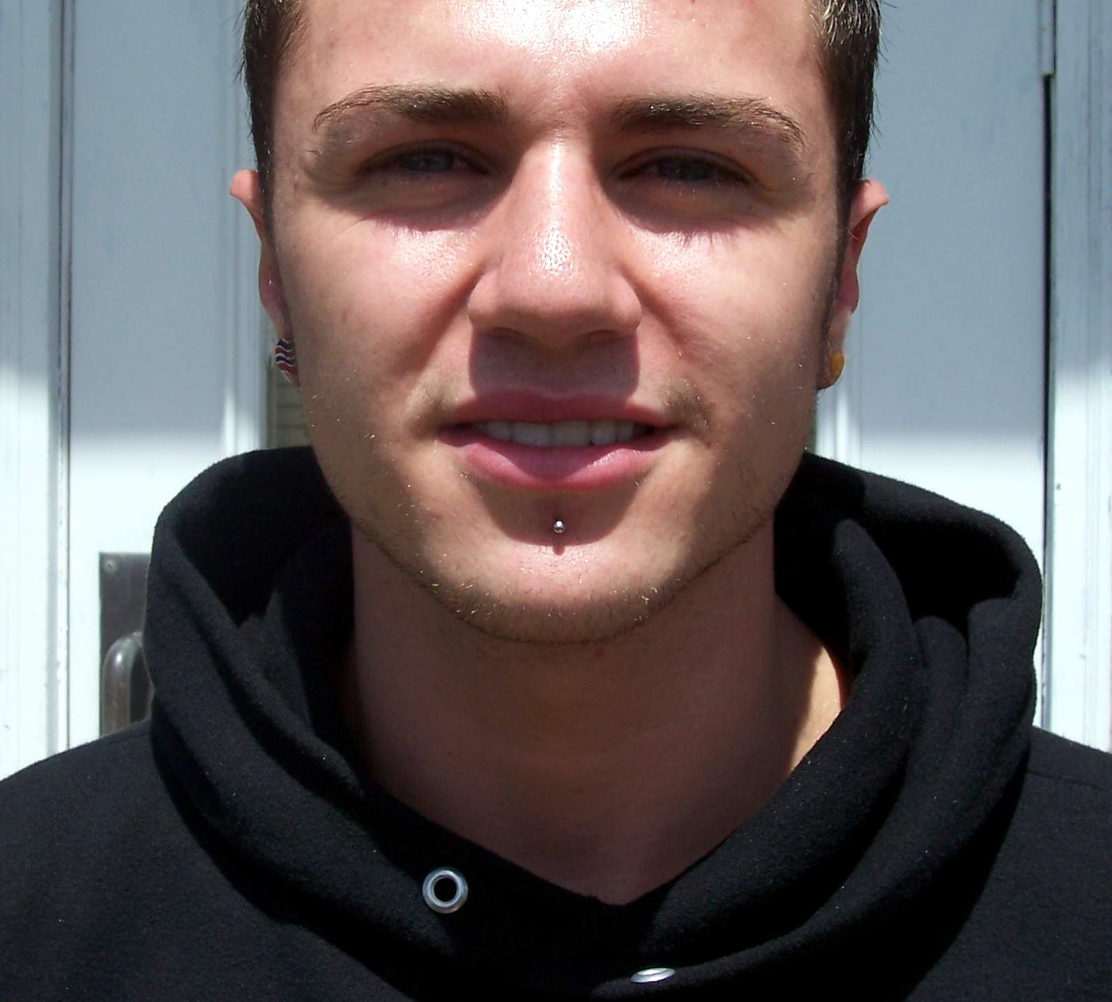 Man With Silver Stud Labret Piercing