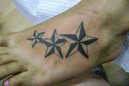 Nautical Star Tattoos On Left Foot
